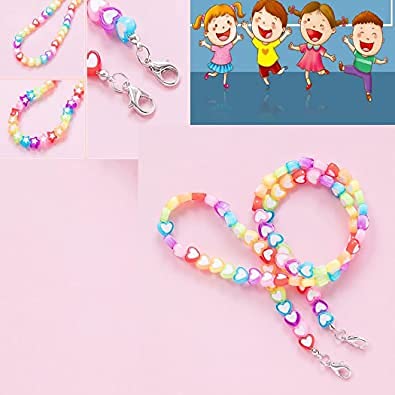 El Regalo 1 PC Cute Acrylic Heart Kids Face Mask Lanyard Straps/Face Mask Holder Lanyards Convenient Clip Safety Face Mask Cover Holder for Kids/Boys & Girls (Multi Colored Star)