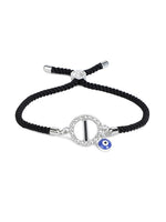 El Regalo Name Initials Evil Eye Bracelet Rakhi for Brother- Name Letter CZ Rakhi with Roli Chawal, Message Card in Rakshabandhan Box for Bhai (Black-I)