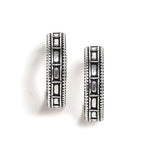 El Regalo 2 Pairs Tribal Oxidized Half Hoop Earrings, Huggie Earrings- Hammered Bohemian Oxidized German Silver Baali Earrings (Option-1)