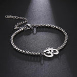 El Regalo 1 PC Stainless Steel OM/Aum Spritual Chain Bracelets for Boys/Men- Anti Tarnish/No Rust Spritual Meditaion Jewelry (Silver OM Bracelet)