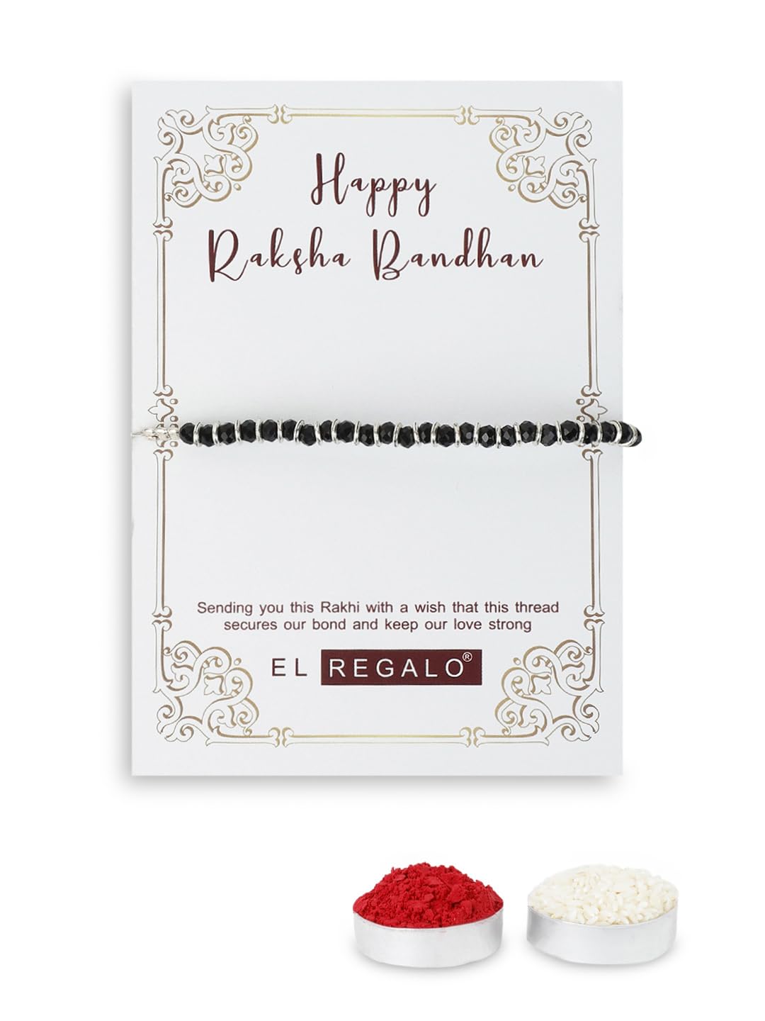 El Regalo Cute & Fancy Baby Evil Eye Nazaria Bracelet Rakhi with Roli Chawal, Rakhi Message Card in Rakhi Gift Box - Kids Evil Eye Adjustable Chain Rakhi (Baby Nazaria Rakhi)