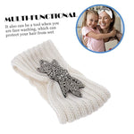 El Regalo 1 PC Winter Knitted Sequin Flower Headband Ear Warmer for Girls & Women - Headwrap with 3D Sequin flower- Ear Warmer Hair Muffs Band | Winter Designer Headbands (Off White)