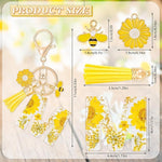 El Regalo Personalized Name Initials Natural Flowers & Bee Charm Keychain - Custom Letter Keyring with Daisy Flower & Honey Bee Pendant, Purse, Bag, Backpack Accessory (Letter M)