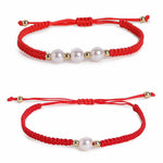 El Regalo 2PCs Pearls Rakhi Combo Set for Bhaiya-Bhabhi/Bhai- Bhatija/Bhatiji- Rakhi Gift Combo with 2 Pearls Rakhi, Roli-Chawal Shagun Pack, Message Card in Gift Box (Red)