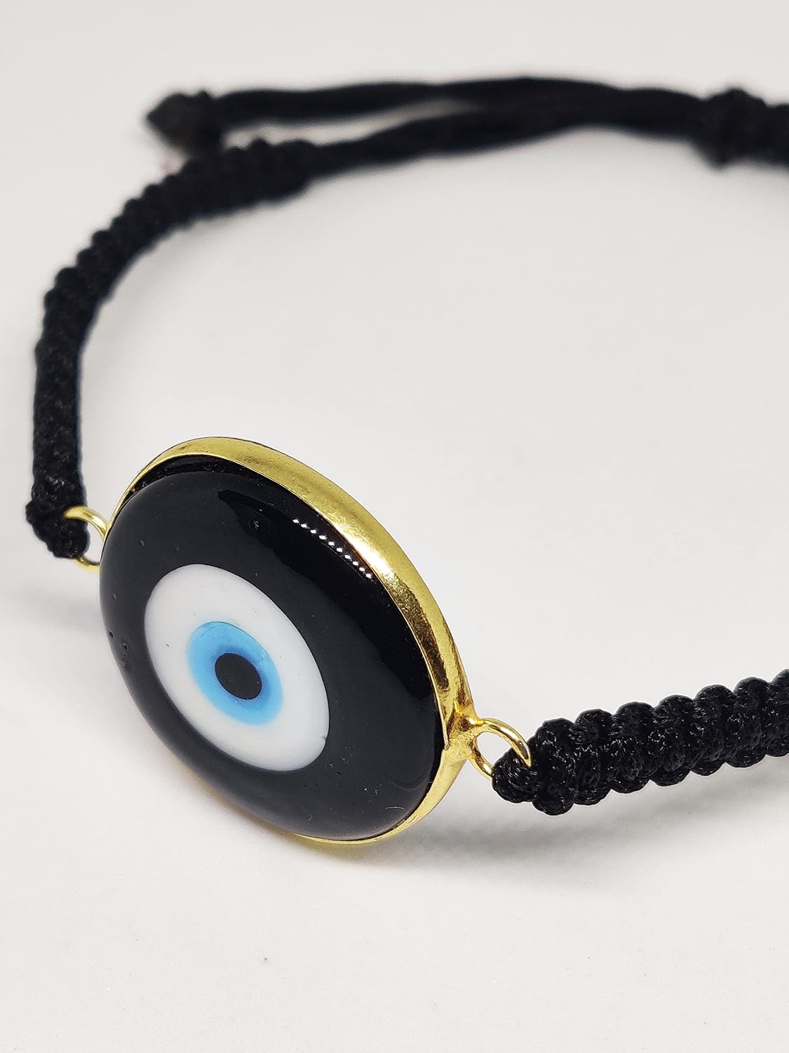 El Regalo Evil Eye Bracelet - Big Evil Eye Handmade Glass Lamp work Unisex Adjustable for Men & Women (Black)