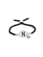 El Regalo Name Initials Evil Eye Bracelet Rakhi for Brother- Name Letter CZ Rakhi with Roli Chawal, Message Card in Rakshabandhan Box for Bhai (Black-N)