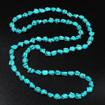 El Regalo Turquoise Beads Long Knotted Necklace for Girls & Women- Irregular Turquoise Multi-Strand Layered Necklaces Handmade Jewelry