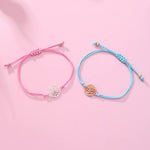 El Regalo 2pcs/set Pink & Blue Best Friends Handmade Woven Rope Thread Braided Bracelet with Spray Lacquer Accessories For Kids/Girls/Teens (Tree of Life Bracelets)
