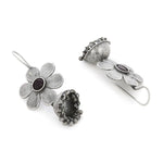 El Regalo Pretty Small Traditional Ethnic Bollywood Style Vintage Floral Jhumka Earrings for Women & Girls in Antique Oxidized Silver Finish (Black)