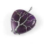El Regalo Tree of Life Wire Wrapped Heart Shape Natural Quartz Stones Healing Crystal Chakra Pendant Necklace - Perfect Valentines Day Gift for Girls & Women (Amethyst)