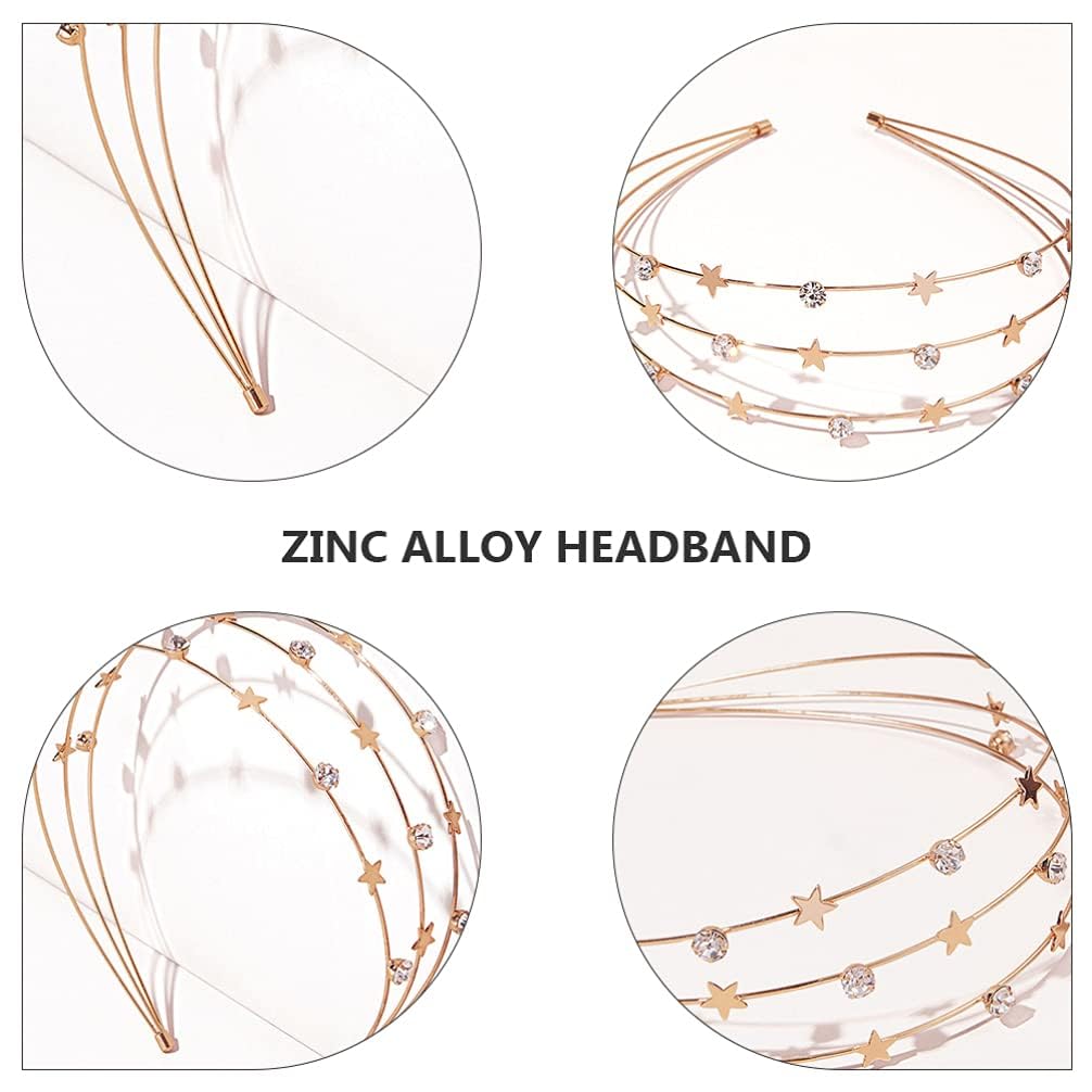 El Regalo Multi Layered Tiara Hairbands- Retro Star, Moon, Pearls, Flowers, Rhinestone Hairband/Headband for Kids/Girls & Women - Wedding Bridal Bridesmaid Hair Accessories (Stars & Crystal)