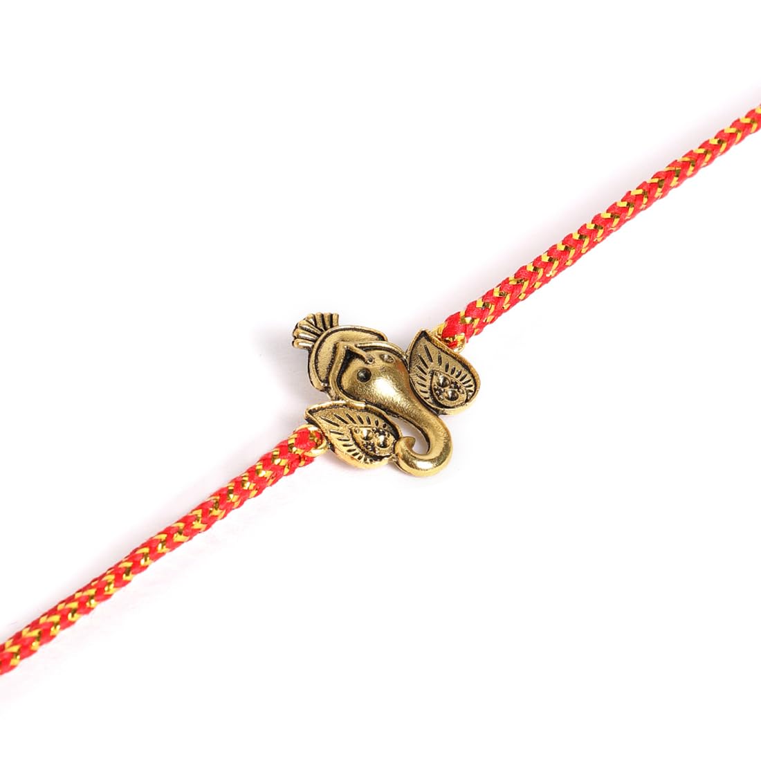 El Regalo OM Ganesha Red Thread Rakhi for Brother/Bhai/Bhaiya- Auspicious OM/Aum, Ganesha Rakhi with Roli Chawal Shagun, Rakhi Message Card in Rakhi Gift Box (Ganesha Red)