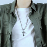 El Regalo 1 PC Men's Stainless Steel Necklace for Boys/Men- Gift for Him- Razor, Rings, Football, Cross (Cross Style2)