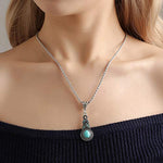 El Regalo Retro Turquoise Rhinestone Earrings Necklace Jewelry Set for Girls & Women