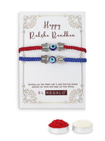 El Regalo 2PCs Cute Evil Eye Bracelet Rakhi Combo for Brothers/Bhai-Bhabhi- Fancy Evil Eye Rakhi with Roli Chawal in Rakshabandhan Gift Box (Red & Blue Butterfly Evil Eye)