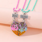 El Regalo Unisex 2 Pcs BFF Best Friend Split Matching Heart Pendant Necklaces Set- Colorful Chain Glitter Stars Heart Pendant Friendship Necklaces Set (Glitter Hearts)