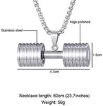 El Regalo Stainless Steel Gym Fitness Dumbbell Pendant Necklace for Boys/Men- Go Fit Motivational Fitness Sports Jewelry for Gym Lovers (Silver)