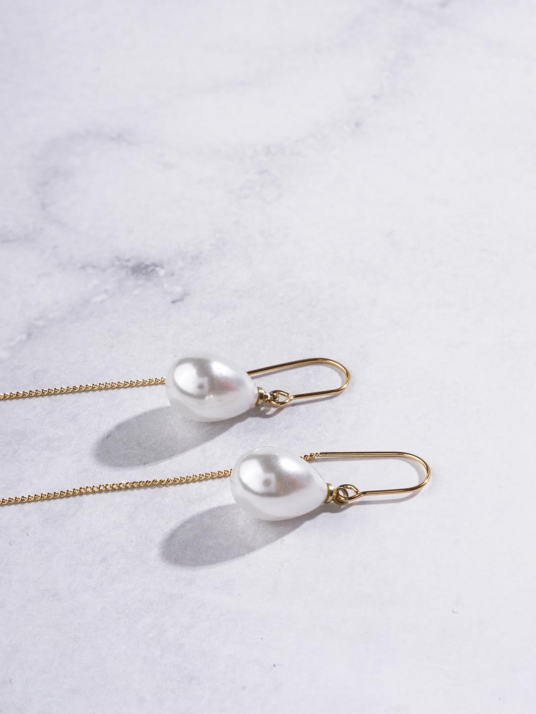 El Regalo Womens 1 Pair Long Needle- Threader Earrings- Trendy, Contemporary, Fashionable Sui Dhaaga Earrings with Pearl-Shell, Pearl Drops, Heart, Mermaid Charms (Butterfly Threader)