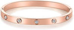 El Regalo Stainless Steel Bangle Bracelet with Cubic Zirconia/CZ for Women - Stainless Steel Openable Bracelet with Magnetic Lock (Rose Gold)