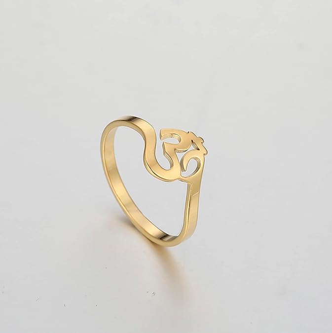 El Regalo Unisex Stainless Steel OM Finger Ring- Indian Spiritual/Meditation Jewelry- Anti Tarnish Aum/OM Finger Ring (7)