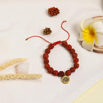 El Regalo Unisex 1 PC Natural Rudraksha Beads Adjustable Bracelet: Handmade Lord Shiva Rudraksha Beads Bracelet with Spritual OM/Aum, Budhdha, Lotus Charms (Golden Lotus Rudraksha Bracelet)