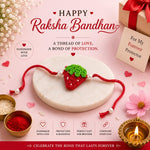 El Regalo Kids Rakhi- Crochet handmade Rakhis for Little Brother/Niece/Nephew with shagun, Message Card in Gift Box- for Kids/Babies/Toddlers (Strawberry)