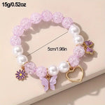 El Regalo 1PC Butterfly, Love Heart, Bow, Flower Charms Crystals Beads Bracelet for Girls - Fashion Bracelets for Girls/Women (Purple)