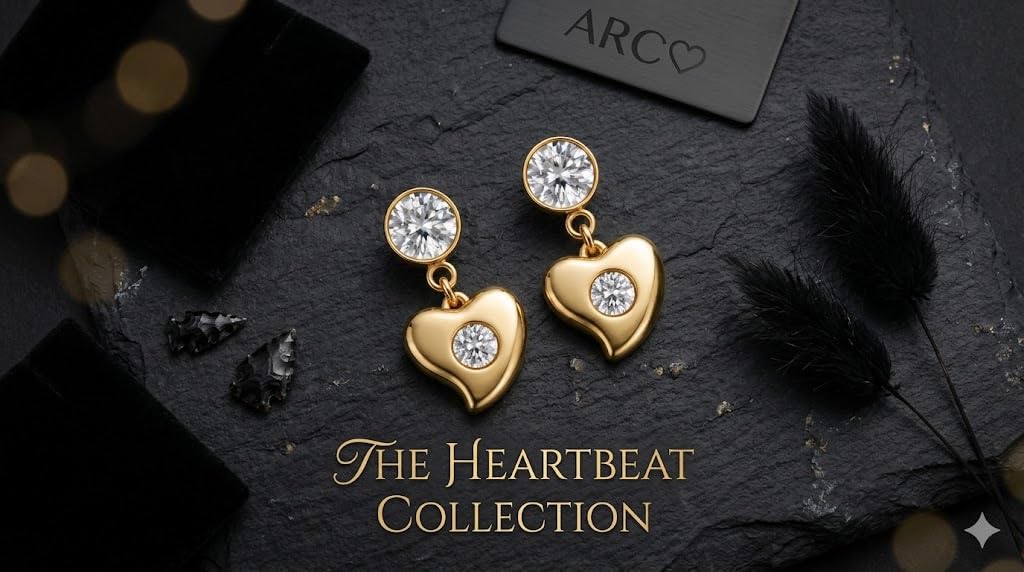El Regalo Luxury 18K Gold Plated Stainless Steel Earrings for Women & Girls | Premium CZ Studded Anti-Tarnish Drop Earrings | Romantic Heart & Star Western Jewelry Gift Set (Heart Earrings)