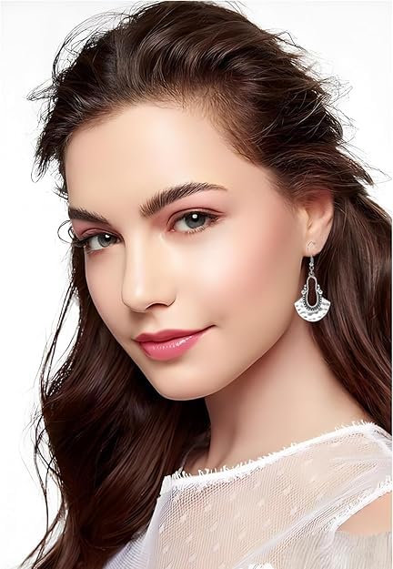 El Regalo Bohemian Oxidised Silver Earrings for Women | Vintage Tribal Hoop & Geometric Drop Earrings | Boho Statement Dangle Earrings for Girls | Indo Western Fashion Jewellery (Style-1)