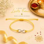 El Regalo 1PC Minimalist Infinity Rakhi for Brother- Simple Infinity Rakhi with Roli Chawal, Rakhi Message Card in Rakhi Gift box for Brother (Yellow)