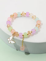 El Regalo 1 PC Butterfly Crystal Beads Tassel Bracelet With Cute Enamel Butterfly Charms for Girls/Teens/Women (Multi Colored Butterfly)