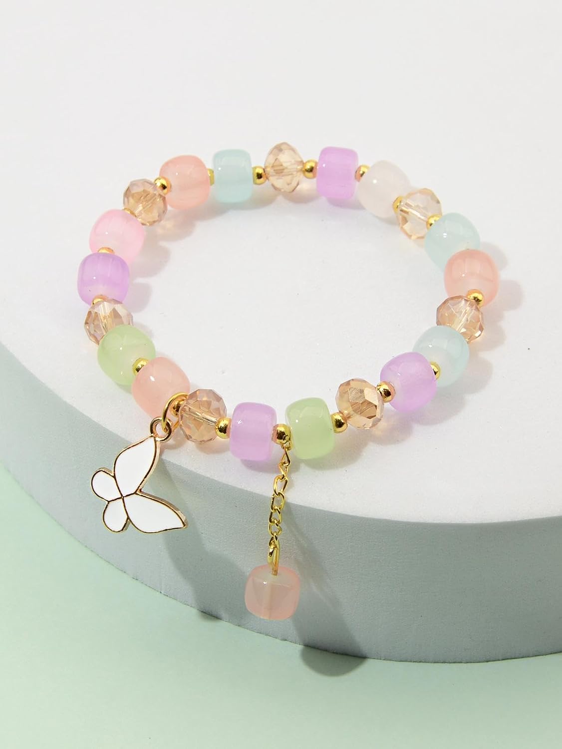 El Regalo 1 PC Butterfly Crystal Beads Tassel Bracelet With Cute Enamel Butterfly Charms for Girls/Teens/Women (Multi Colored Butterfly)