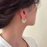 El Regalo Elegant Butterfly Hoop Earrings for Girls & Women- Exquisite Enamel Butterfly Hoop Earrings (Pink)