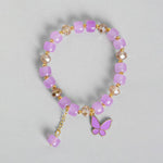 El Regalo 3PCs Butterfly Crystal Beads Tassel Bracelet Combo With Cute Enamel Butterfly Charms for Girls/Teens/Women (Option-2)