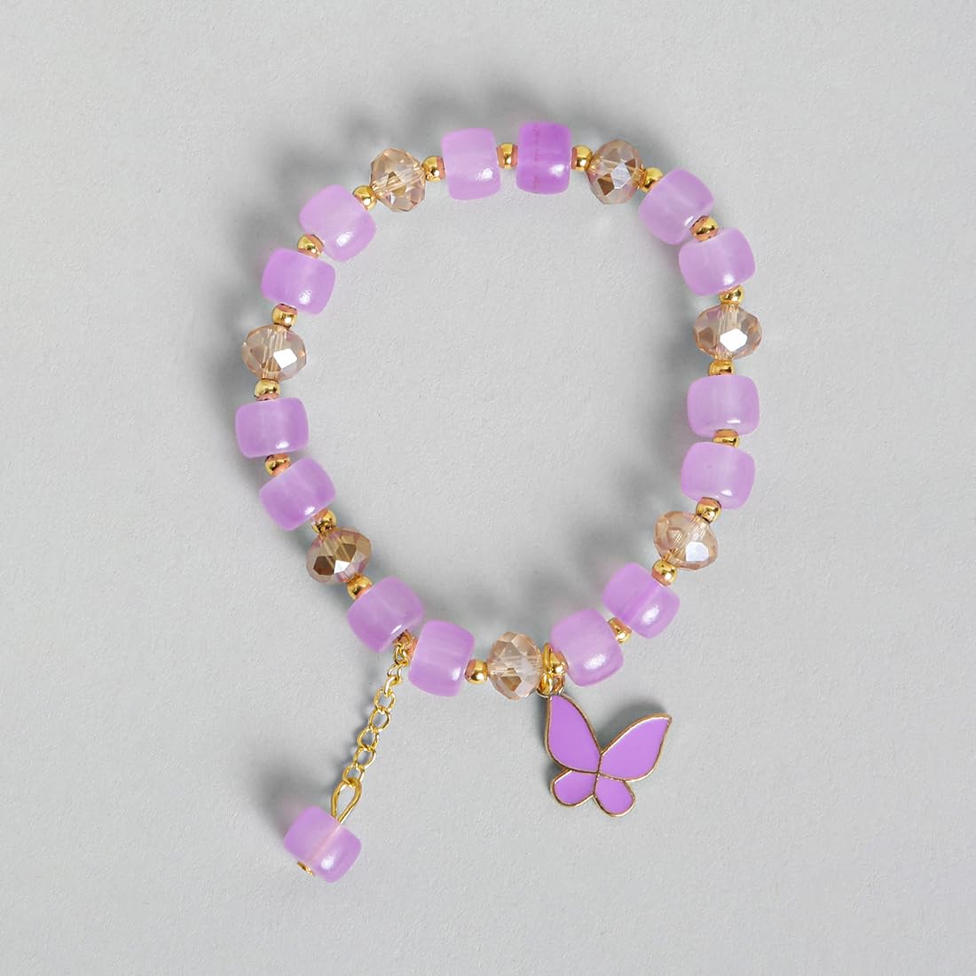 El Regalo 3PCs Butterfly Crystal Beads Tassel Bracelet Combo With Cute Enamel Butterfly Charms for Girls/Teens/Women (Option-2)
