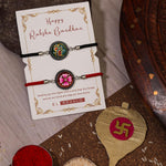 El Regalo 2PCs Auspicious OM/Swastik/Floral Hand Painted Bhaiya, Bhabhi Rakhi Set - Designer Rakhi Combo with Roli Chawal Shagun, Message Card in Rakhi Gift Box (Peacock & Flower Rakhi)