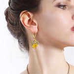 El Regalo Bohemian Vintage Dragonfly Crystal Earrings- Victorian Moonstones Dragonfly Vintage Carved Earrings for Women/Girls (champagne yellow)