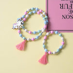 El Regalo Kids/Toddlers/Girls Wooden Beads Handmade Necklace & Bracelet Jewelry Sets (1 Necklace & 1 Bracelet): Kids Princess Jewelry Set (Unicorn Teasel Jewelry Set)