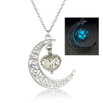 El Regalo Valentine's day gift-Glow In The Dark Moon with hanging Heart Pendant Necklace | Frozn Forest 925 Silver Plated Girls Pendant Necklace