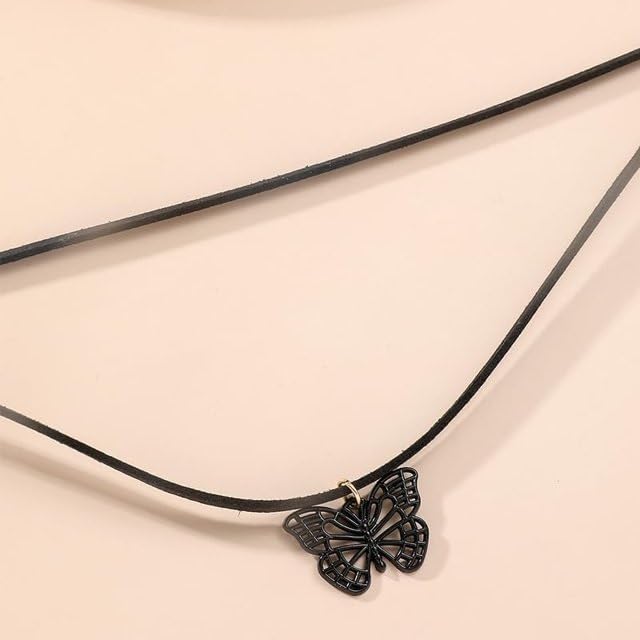 El Regalo Gothic Vintage Black Velvet Butterfly Choker Necklace - Layered Cameo Collar Choker for Girls & Women