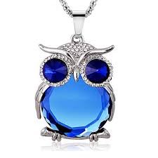 El Regalo Trendy & Long Owl Pendant Chain Necklace for Girls & Women | Owl Jewelry (Blue)