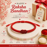 El Regalo 1PC Infinity Love Knot Lucky Rakhi for Brother - Hand Braided Amulet Knot Thread String Rakhi with Roli Chawal, Rakhi Message Card in Gift Box (Red)