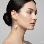 El Regalo Luxury Pearl Drop Tassel Front Back Earrings for Women - Gold Plated Multi-Pearl Dangle Ear Jacket Studs - Elegant White Vintage Earrings