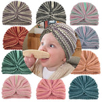 El Regalo 1 PC Baby Winter Knitted Turban Cap- Infant Baby's Headwrap Turban Cap- Baby Winter Turban Hat Warm Knitted Beanie Cap (Red & Brown Shade)