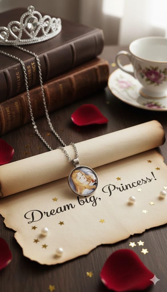 El Regalo Enchanted Tales Princess Pendant Necklace for Girls & Toddlers - Magical Character Jewelry for Birthdays, Parties & Gifting (Style-7)