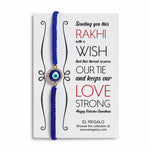 El Regalo 1PC Evil Eye Rakhi for Bhai/Bhabhi/Bhai/Bhatija/Bhatiji- Fancy Evil Eye Rakhi with Roli Chanwal, Rakhi Card in Rakhi Gift Box (Option-1)