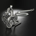 El Regalo Dragon Necklace for Men | Norse Viking Dragon Pendant Necklace with Chain | Gothic Dragon Wings Amulet Necklace | Stainless Steel Fantasy Jewelry for Men & Boys
