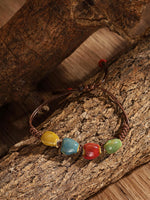 MINACHI Bohemian Colorful Ceramic Bead Adjustable Leather Bracelet, Boho Hippie Summer Jewelry Gift for Women (1), Adjustable, Ceramic, no gemstone