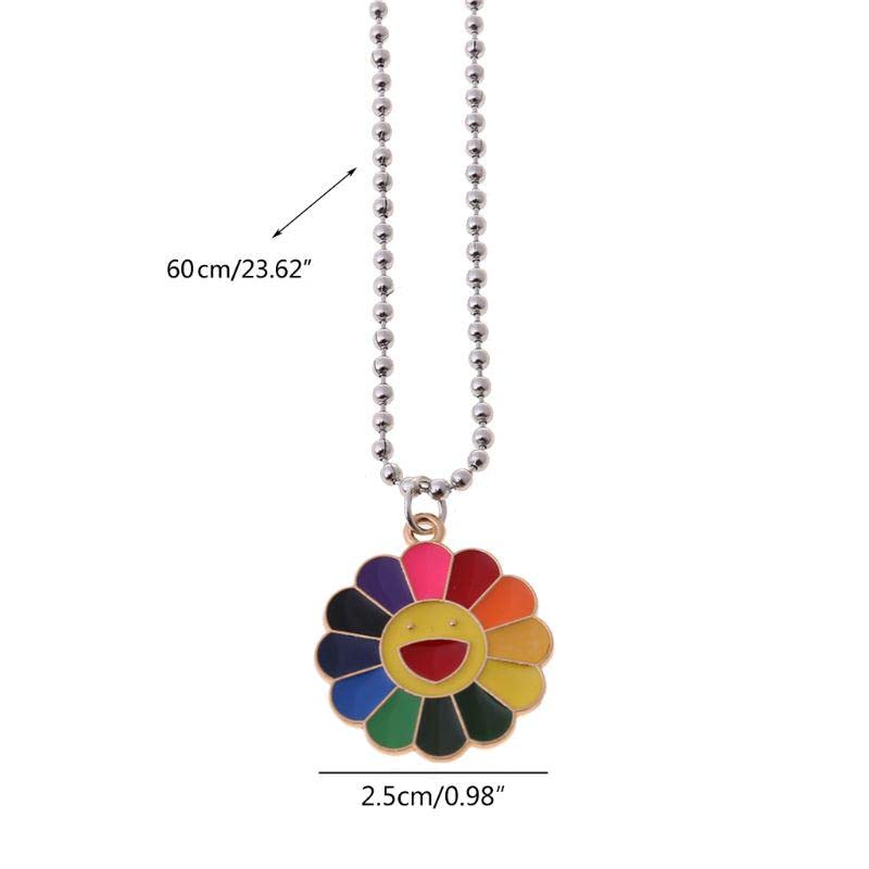 El Regalo 1 PC Cute Colorful Rainbow Cloud, Daisy Flower, Love Heart Pendant Necklaces for Toddlers/Kids/Girls/Teens/Women (Daisy Flower Pendant)