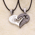 El Regalo 2PCs Stainless Steel Love Heart CZ I Love You Puzzle Matching Couple Pendant Necklaces- Anti Tarnish Best Friend Heart Necklaces for Girls/Boys/Men/Women/Besties (Black & Silver Hearts)